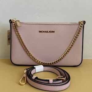 NWT Michael Kors Jet Set Medium Saffiano Leather Crossbody Bag Pink Retail:$398